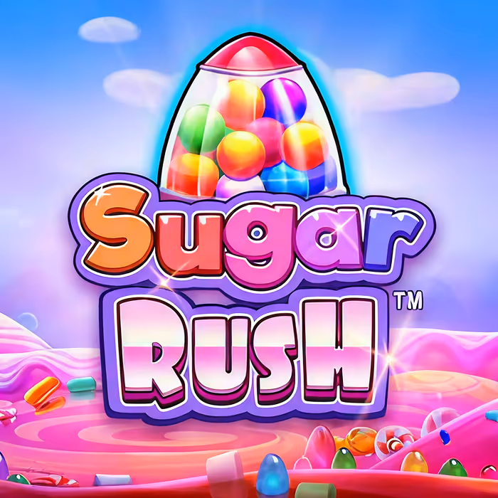 Sugar Rush colorful candy slot with cluster pays mechanic and progressive multipliers